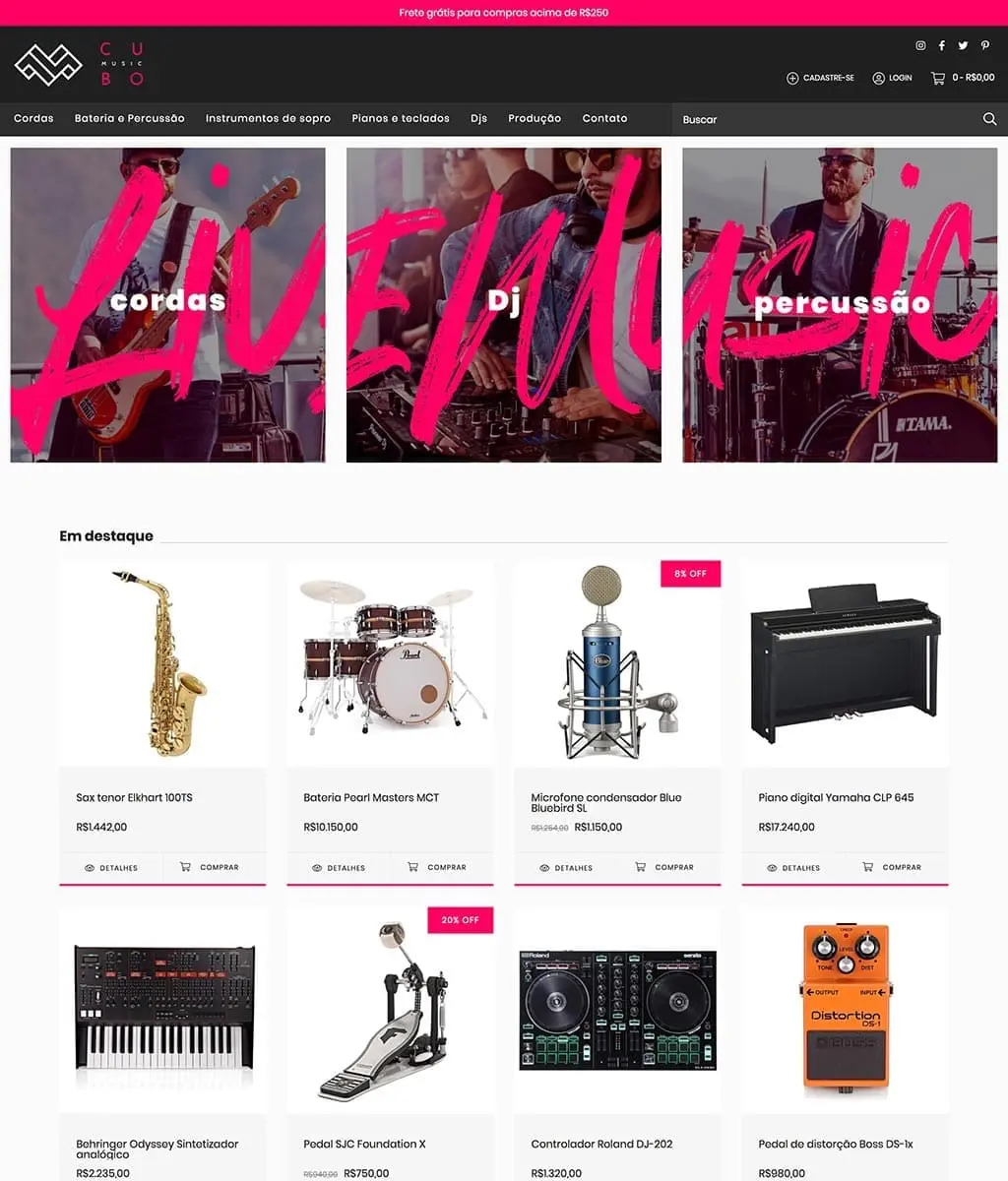 Loja conectada com redes sociais e marketplaces